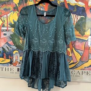 Free People Lace Babydoll Boho Top
